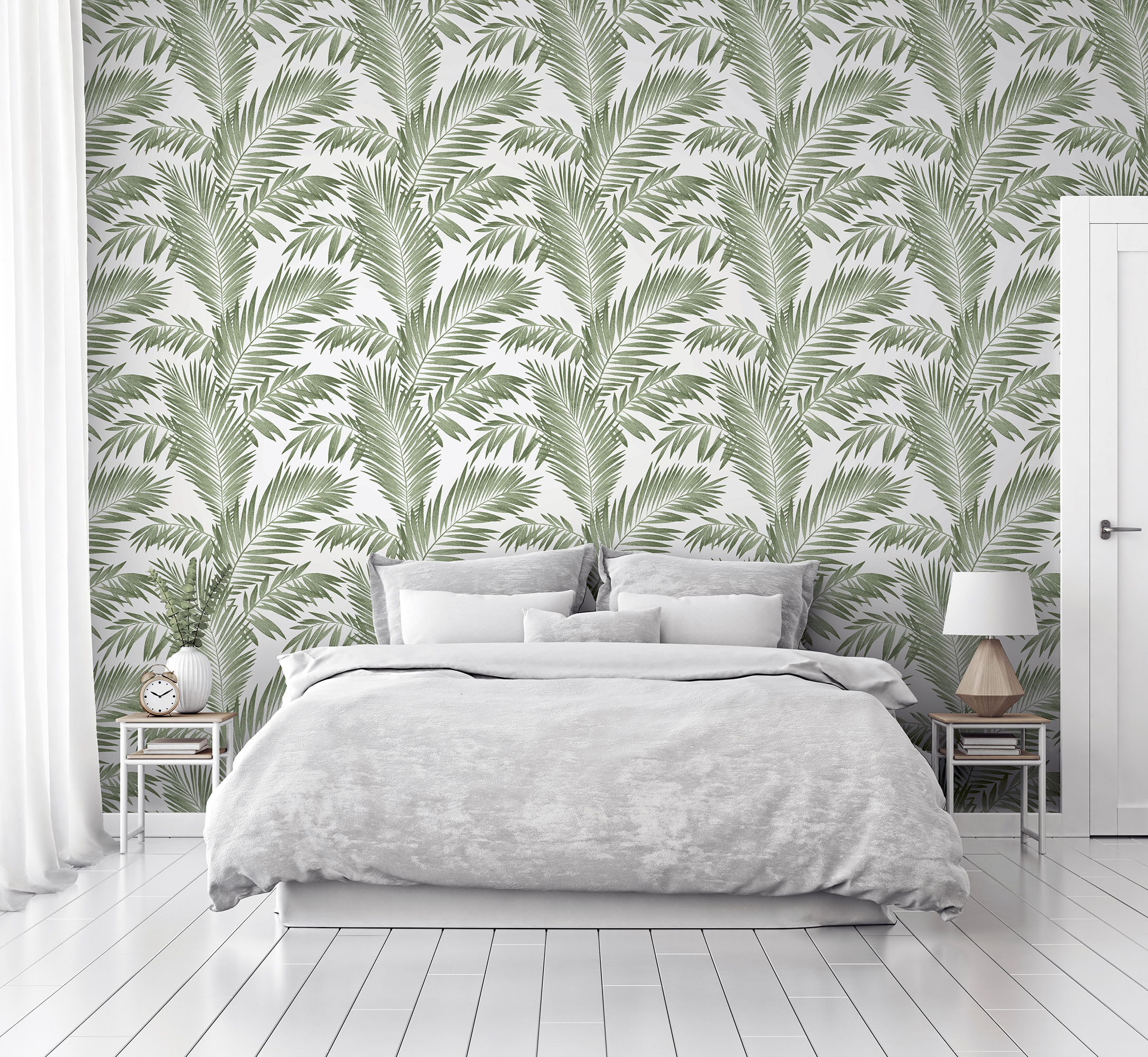 P&S Tropical Palm Green Bedroom